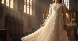 Sukienka plisowana szyfonowa komunijna: lekkość i styl na ważny dzień